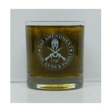 God, Guns, Family Rocks Glass