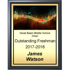 Colorful Notes Music Plaque, Gold