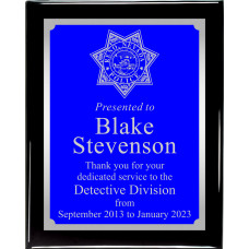 Black Piano Finish with Blue and Silver Plate