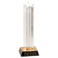 11" Clear Single Star Column Acrylic Award with Clear Base