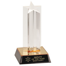 7" Clear Single Star Column Acrylic Award with Clear Base