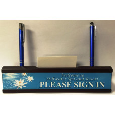 Mahogany Desk Wedge with Slots For Business Cards/Pens