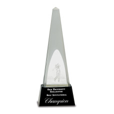 Clear Crystal 3D Golf Spire on Black Pedestal Base