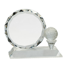 Golf Ball And Faceted Circle Crystal Award