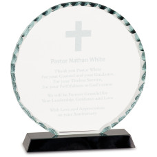 Round Facet Glass on Black Glass Base, Large