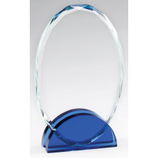 Cobalt Blue Double Arc Oval Glass Award, Small