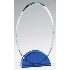 Cobalt Blue Double Arc Oval Glass Award, Large
