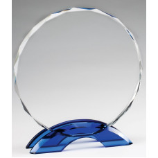 Cobalt Blue Double Arc Round Glass Award, Large