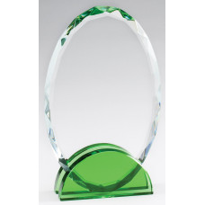 Emerald Green Double Arc Oval Glass Award, Small