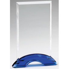 Cobalt Blue Double Arc Rectangle Glass Award, Large
