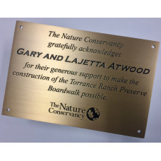 Etched stainless steel plaque