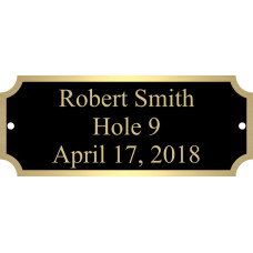 1" x 2 1/2" Black Brass Plate with Gold Border, Engraved