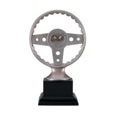 Pewter Steering Wheel Resin Trophy, 7"