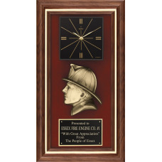 Cast Bronze Firefighter Profile Plaque Clock
