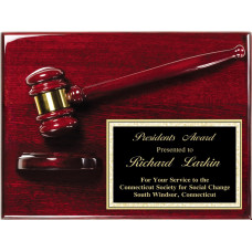Rosewood Piano Finish Gavel Plaque