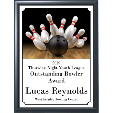Black Ball and Pins Bowling Plaque