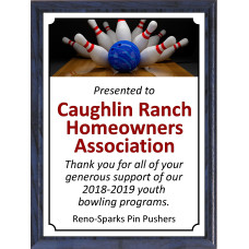 Blue Ball and Pins Bowling Plaque