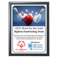 Bowl For The Gold 2021 Highest Fundraising Team Plaque