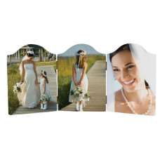 Large Arch Glossy Wood Photo 3 Panel Set