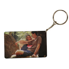 Matte Finish Rectangle Key Chain With Black Edge