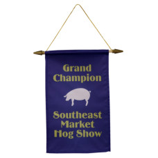 Satin Banner With Wood Dowel, Tips And Hanging Cord