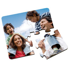 4 Pc Glossy Square Coaster Hardboard Puzzle With Cork Back