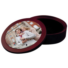 Mahogany Cd/Dvd Keepsake Box Holds Photo On Top Of Lid