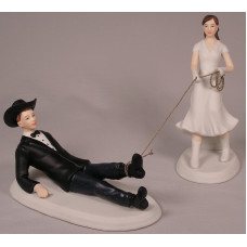 Bride Roping Groom Cake Top