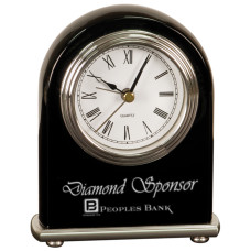 4" x 5” Black Piano Finish Arch Desk Clock