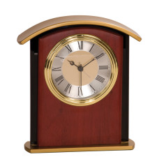 6 1/2" Mahogony Finish Gold Top Clock
