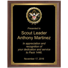 Boy Scout Wall Plaque with black brass plate BSP1