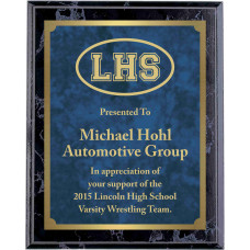 Economy Engraved Wall Plaque with blue marble brass plate