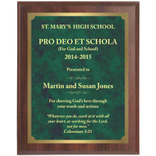 Economy Engraved Wall Plaque with green marble brass plate
