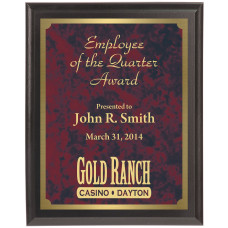 Economy Engraved Wall Plaque with red marble brass plate