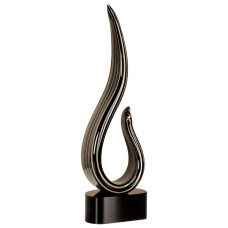 13 1/4" Black/Gold Curve Art Glass