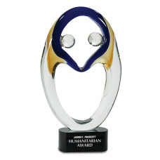 13 3/4" Together Art Glass on Black Base