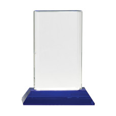 7 3/4" Crystal Cylinder on Blue Pedestal Base