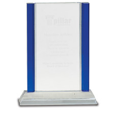 8.5" Blue Double Edge Crystal Award on Clear Base