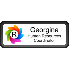 Black Plastic 1" x 3 Name Badge with Round Corners