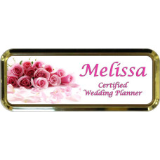 Gold Plastic 1" x 3 Name Badge with Round Corners