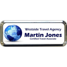Silver Plastic 1" x 3 Name Badge with Round Corners
