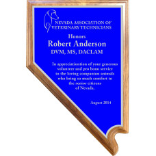 Premium Solid Walnut Nevada Shaped Plaque with Silver Nevada Shaped Full-Color Plate