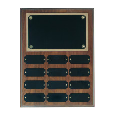 12 Plate Genuine Walnut Completed Perpetual Plaque
