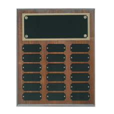 18 Plate Genuine Walnut Completed Perpetual Plaque