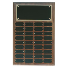 36 Plate Genuine Walnut Completed Perpetual Plaque