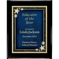 Glossy Black Piano Finish Premium Plaque with Starburst Designer Plaque Plate