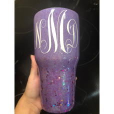 Monogram Custom Glitter Tumbler, Lavender