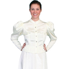Moire Tie Back Blouse in Natural