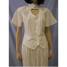 Heart Neck Short Sleeve Bridal Blouse and Broomstick Skirt Set, Ivory