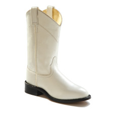 White Leather Roper Style Cowboy Boots